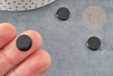 Cabochon rond disque agate naturelle noire 12mm, x1 (G2243)