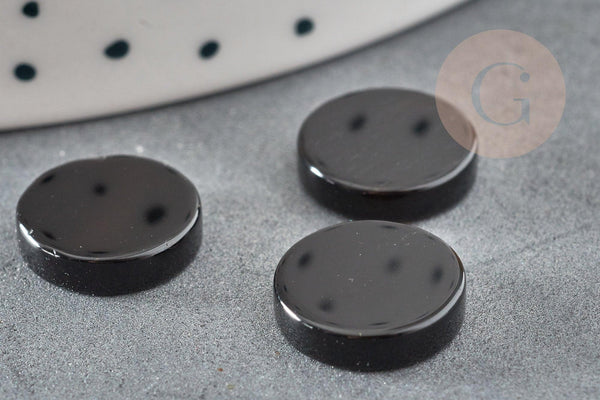 Cabochon rond disque agate naturelle noire 12mm, x1 (G2243)
