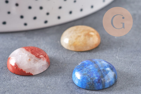 Cabochon rond dôme pierre naturelle 18mm, x1 (G10834)