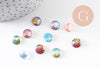 Cabochon rond écailles résine irisée multicolore 10mm, x5 (G7101)