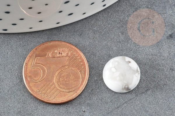 Cabochon rond howlite blanc naturelle 12mm, x1 (G0759)