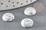 Cabochon rond howlite blanc naturelle 12mm, x1 (G0759)