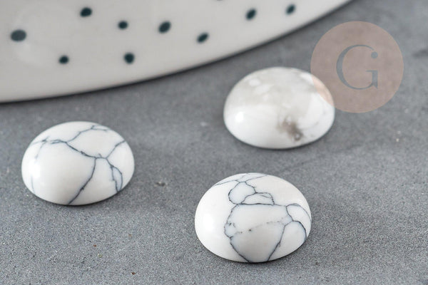 Cabochon rond howlite blanc naturelle 12mm, x1 (G0759)