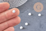 Cabochon rond howlite blanc naturelle 6mm, x1 (G0171)