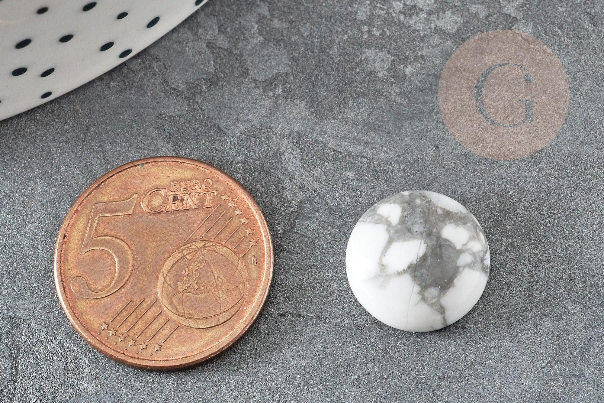 Cabochon rond howlite blanche naturelle 14mm, x1 (G2823)