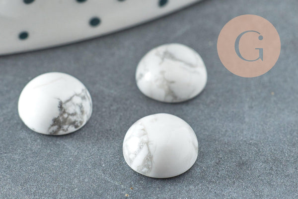 Cabochon rond howlite blanche naturelle 8mm, x1 (G8689)