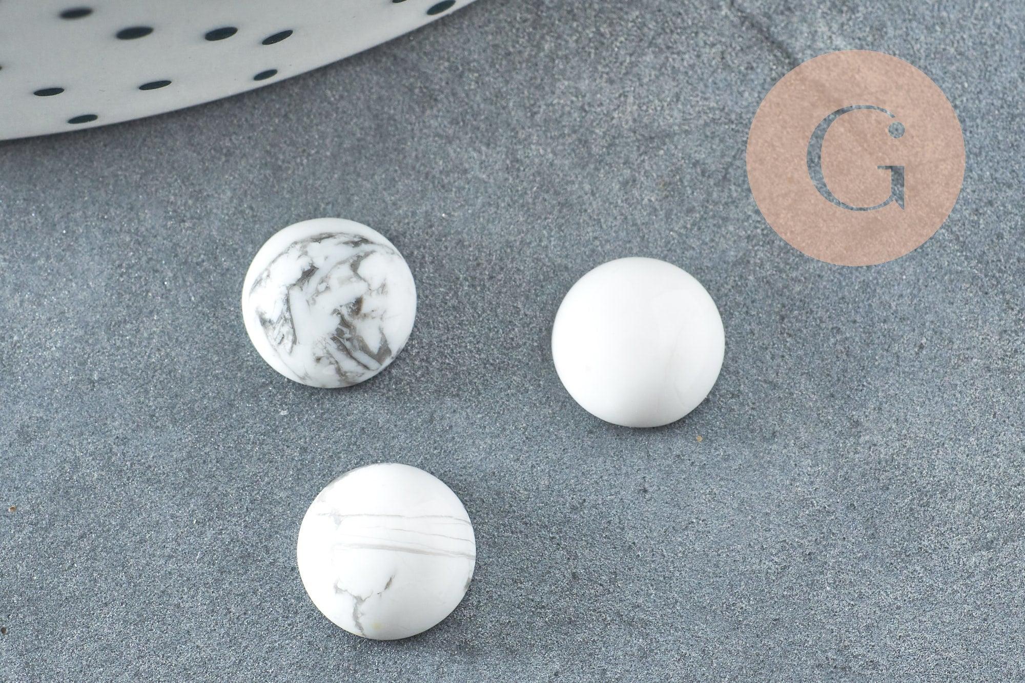 Cabochon rond howlite naturel blanc 8mm, x1 G4809