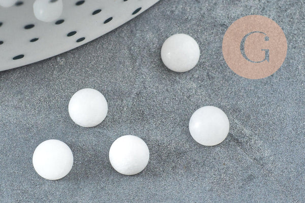 Cabochon rond jade blanc 6mm, x1 (G2885)