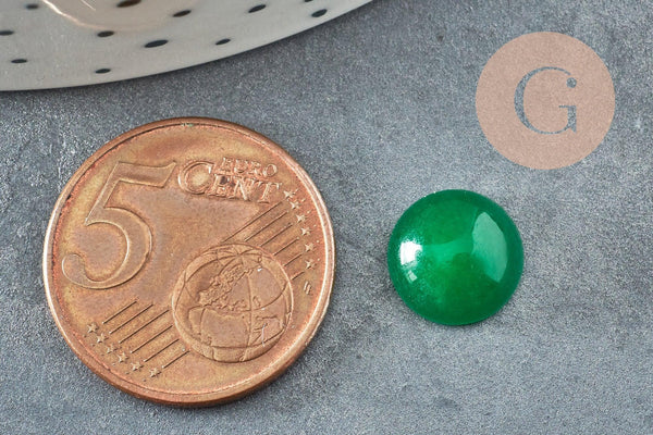 Cabochon rond jade malaisie teinté vert 10mm, x1 (G8663)
