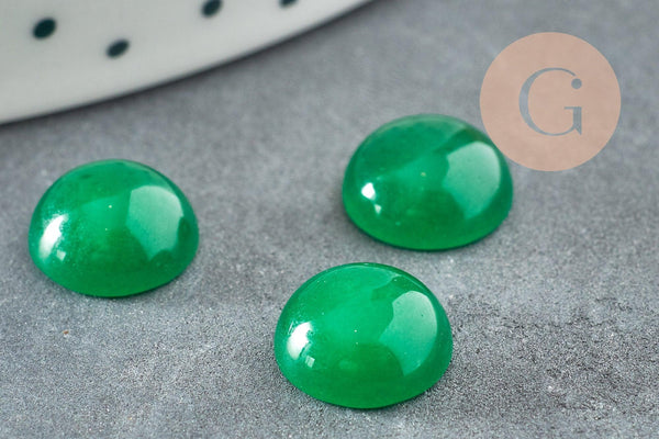 Cabochon rond jade malaisie teinté vert 10mm, x1 (G8663)