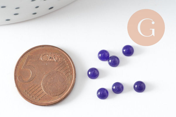 Cabochon rond jade naturel bleu 4mm, x1 (G9966)