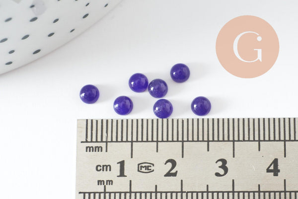Cabochon rond jade naturel bleu 4mm, x1 (G9966)