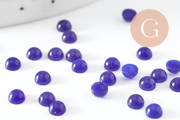 Cabochon rond jade naturel bleu 4mm, x1 (G9966)