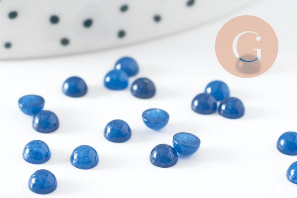 Cabochon rond jade naturel bleu 4mm, x1 (G9967)