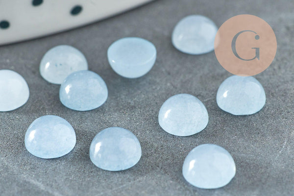 Cabochon rond jade naturel bleu ciel 6mm, x1 (G1606)