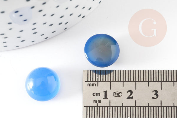 Cabochon rond jade naturel bleu roi 14mm, x1 (G5061)