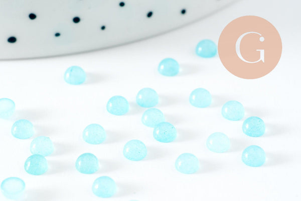 Cabochon rond jade naturel bleu turquoise clair 4mm, x1 (G9958)