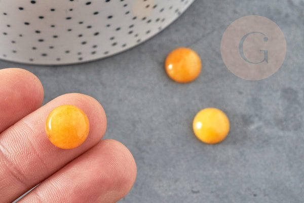 Cabochon rond jade naturel jaune 12mm, x1 (G2589)