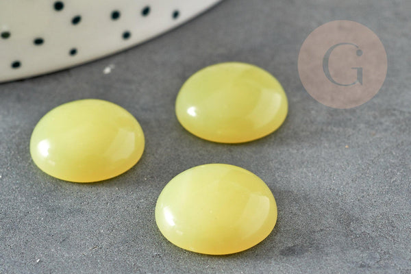 Cabochon rond jade naturel jaune 16mm, x1 (G2279)