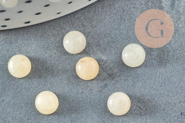 Cabochon rond jade naturel jaune 6mm, x1 (G1391)