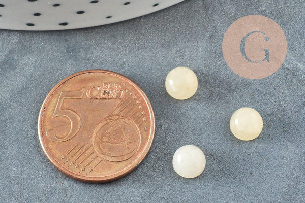 Cabochon rond jade naturel jaune 6mm, x1 (G1391)
