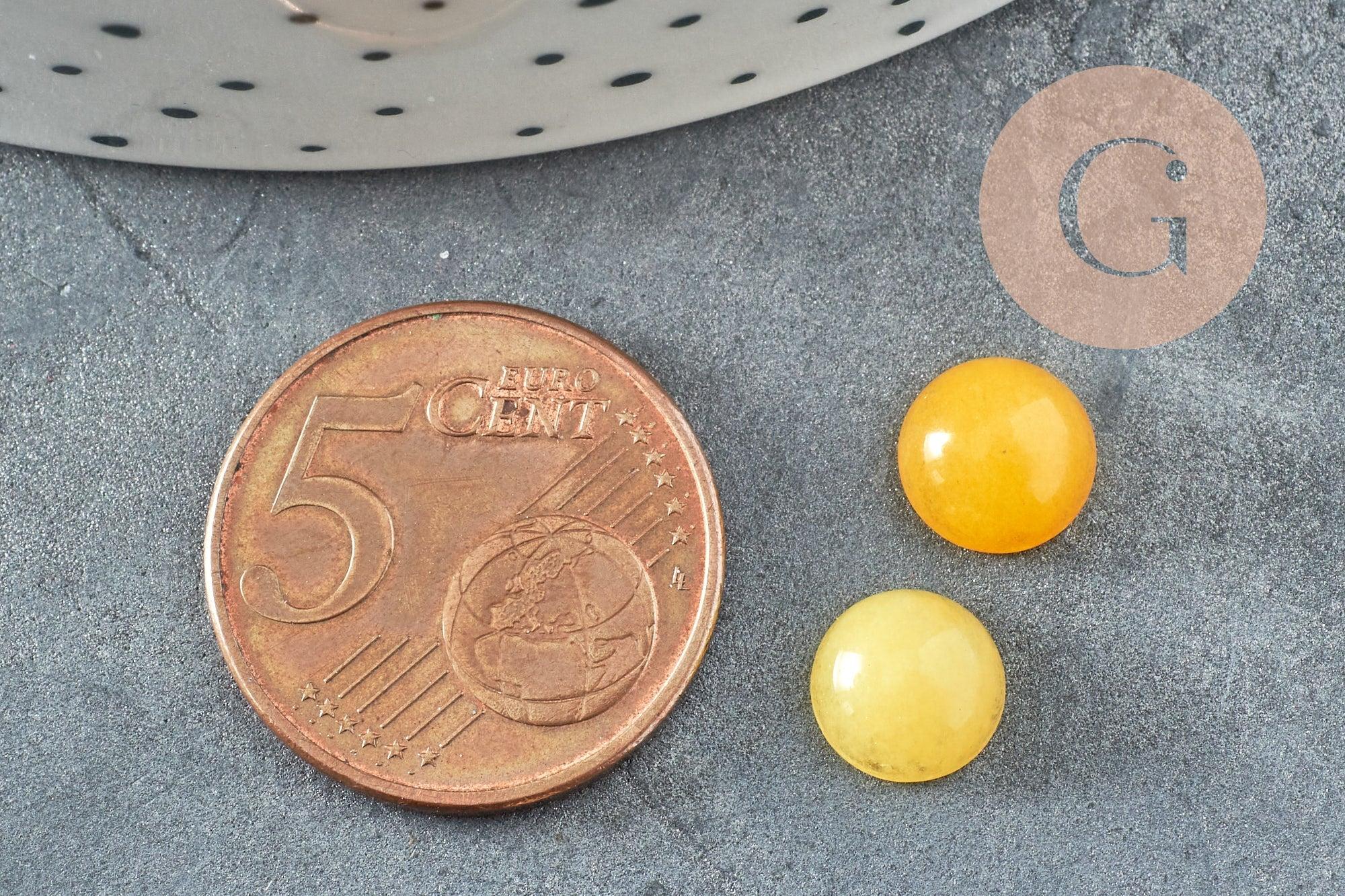 Cabochon rond jade naturel jaune 8mm, x1 (G0454)