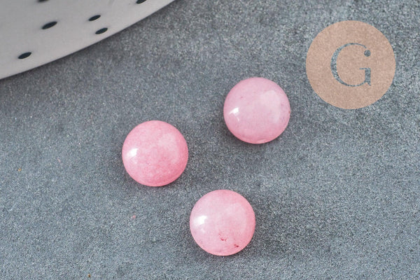 Cabochon rond jade naturel rose 6mm, x1 (G0097)