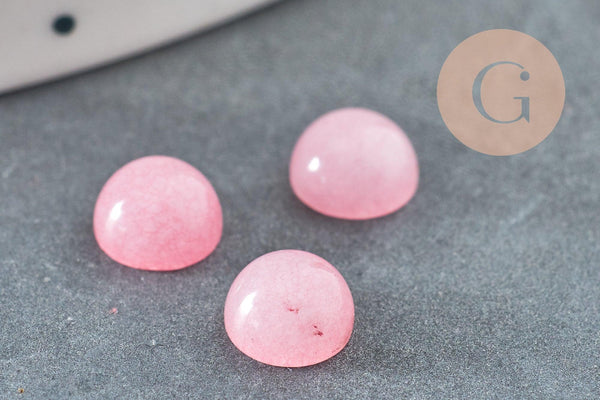 Cabochon rond jade naturel rose 6mm, x1 (G0097)