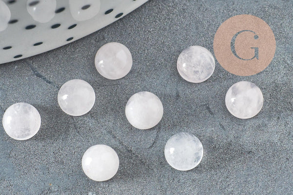 Cabochon rond jade naturel rose 6mm, x1 (G1837)