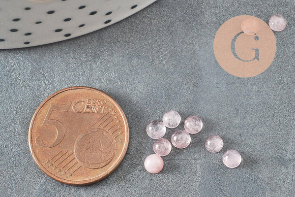 Cabochon rond jade naturel rose clair 4mm, x1 (G9953)