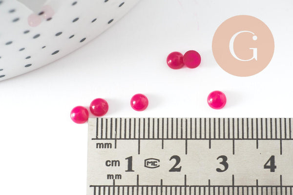 Cabochon rond jade naturel rose fuchsia 4mm, x1 (G9952)