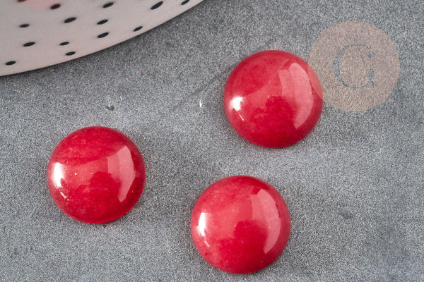 Cabochon rond jade naturel rouge 12mm, x1 (G0266)