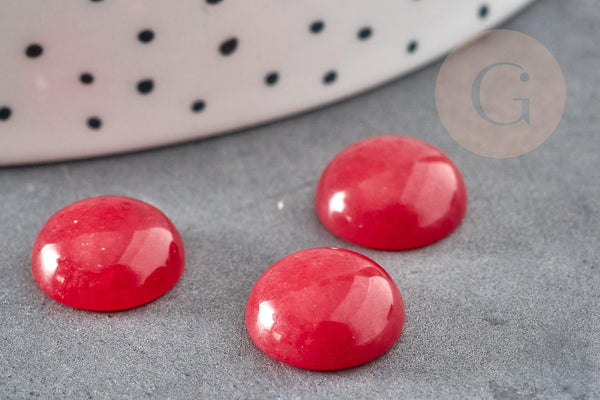Cabochon rond jade naturel rouge 12mm, x1 (G0266)