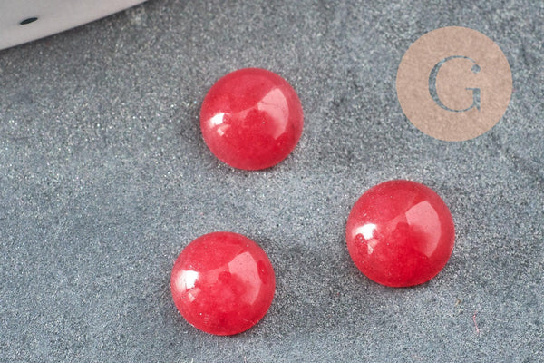 Cabochon rond jade naturel rouge foncé 6mm, x1 (G1430)