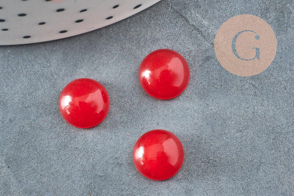 Cabochon rond jade naturel teinté rouge 10mm, x1 G8600