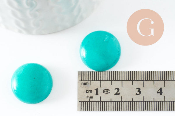 Cabochon rond jade naturel teinté turquoise 20mm, x1 (G9615)