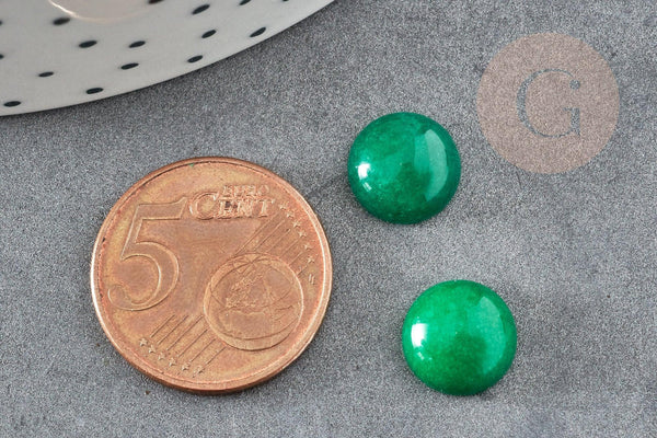 Cabochon rond jade naturel vert 10mm, x1 (G1670)