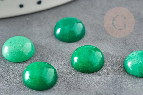 Cabochon rond jade naturel vert 10mm, x1 (G1670)