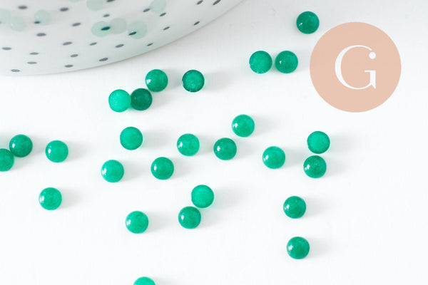 Cabochon rond jade naturel vert 4mm, x1 (G9950)