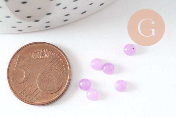 Cabochon rond jade naturel violet clair 4mm, x1 (G9948)