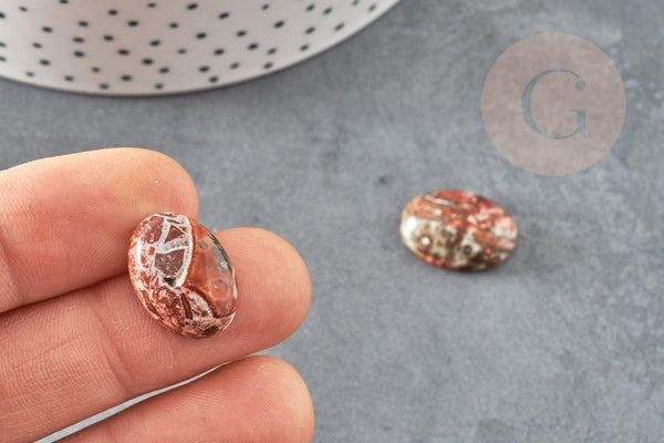 Cabochon rond jaspe léopard naturel 18x13mm, x1 (G1134)