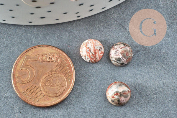 Cabochon rond jaspe marbré naturel 8mm, x1 (G2231)