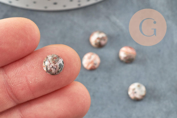 Cabochon rond jaspe marbré naturel 8mm, x1 (G2231)