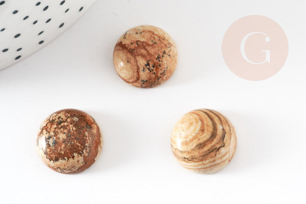 Cabochon rond jaspe paysage naturel 16mm, x1 (G2431)