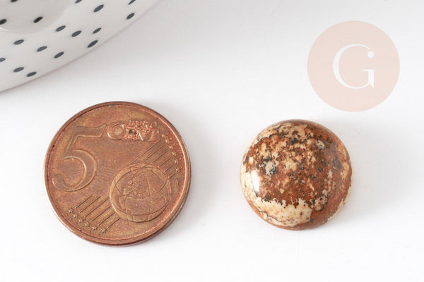 Cabochon rond jaspe paysage naturel 16mm, x1 (G2431)