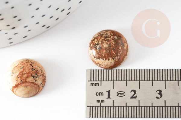 Cabochon rond jaspe paysage naturel 16mm, x1 (G2431)