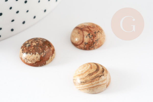 Cabochon rond jaspe paysage naturel 16mm, x1 (G2431)