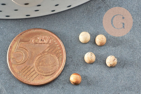 Cabochon rond jaspe paysage naturel 4mm, x1 (G2727)