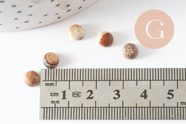 Cabochon rond jaspe paysage naturel 6mm, x1 (G10035)