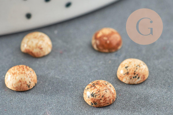 Cabochon rond jaspe paysagenaturel 6mm, x1 (G1926)